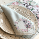 Guardanapo Estampado Páscoa Coelho Tulipas Verde 45x45cm - Ela Decora